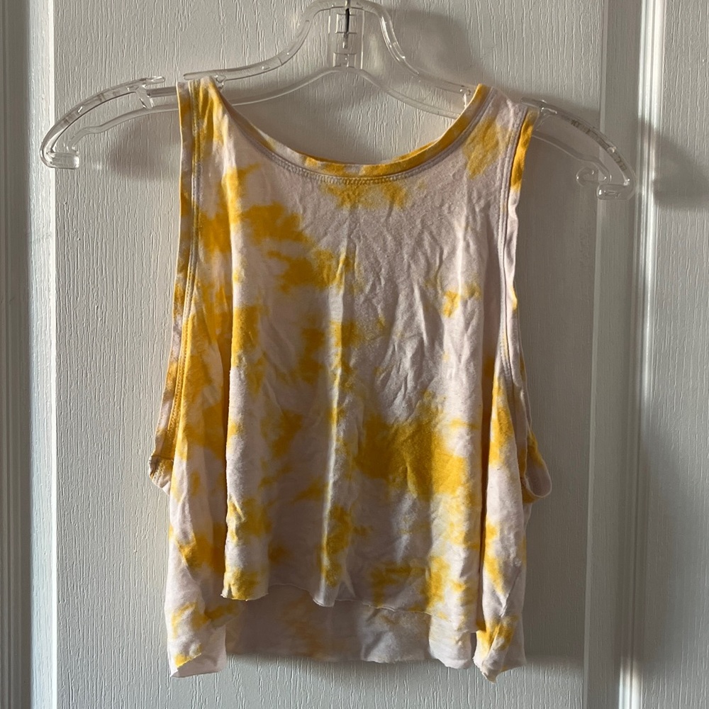 Yellow and white crop tank